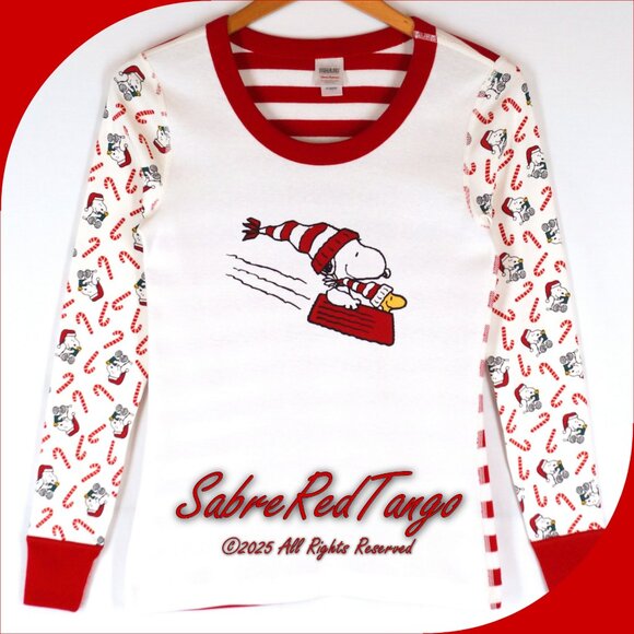 NWT Hanna Andersson Peanuts Organic Long Johns Pajamas Snoopy Mix It Up M 8 10 - Picture 2 of 9